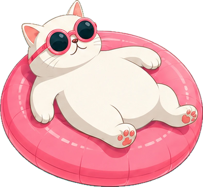 Cat lounging on a pool float