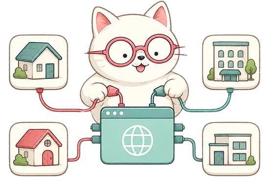 The LAZY cat connecting four homes to one website