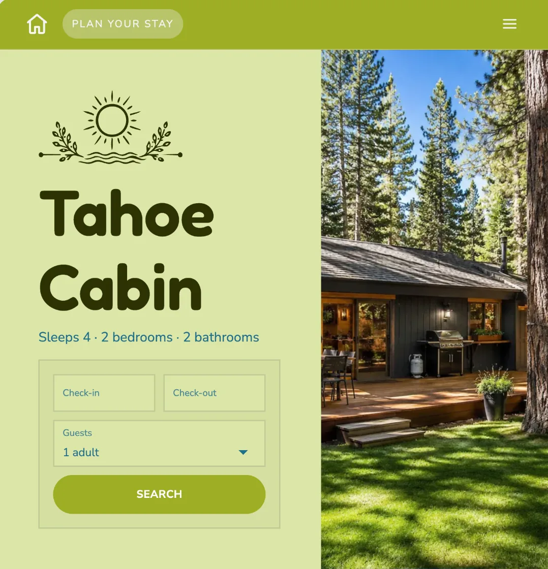 The same website on a tablet