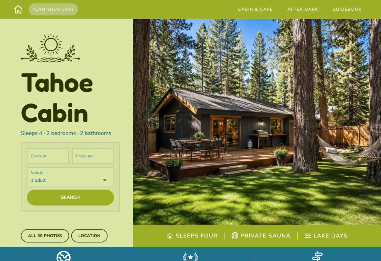 The L-shape Masthead on the Tahoe Cabin website