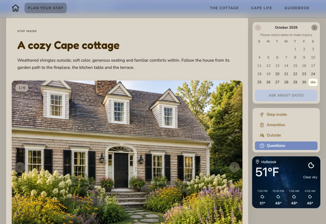 The Rail on the Cape Cod Cottage website