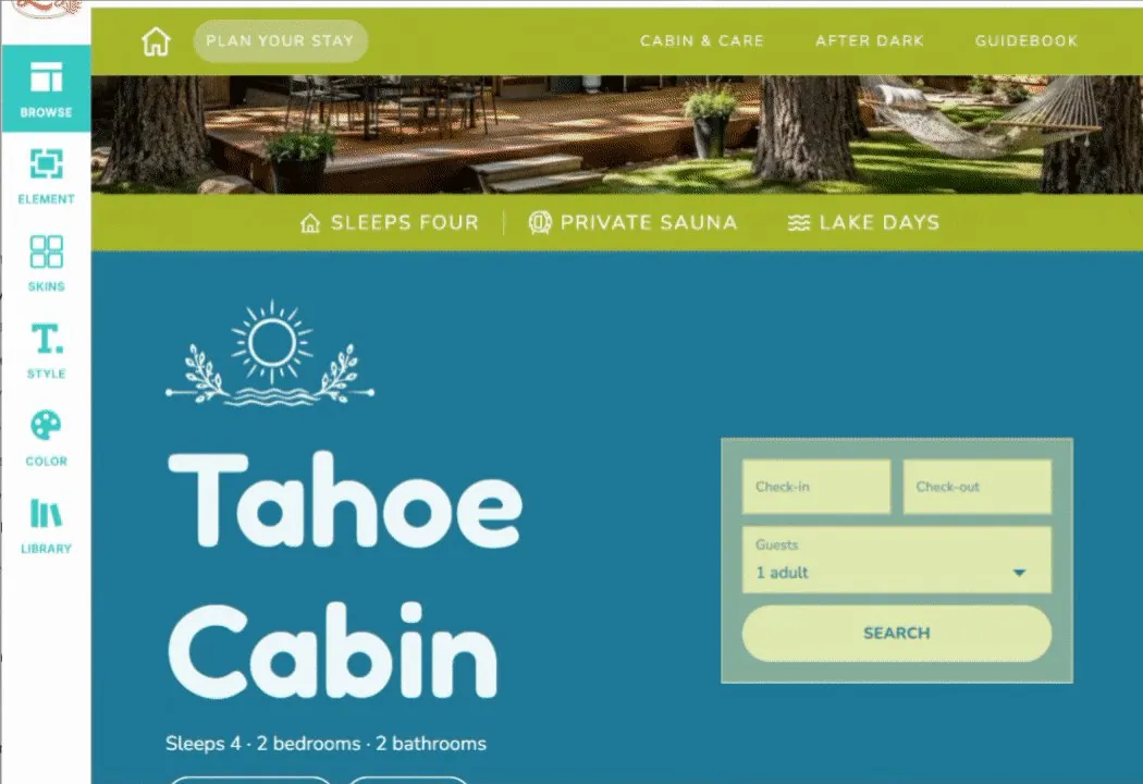 The Lazy editor: setting up booking on the Tahoe Cabin website