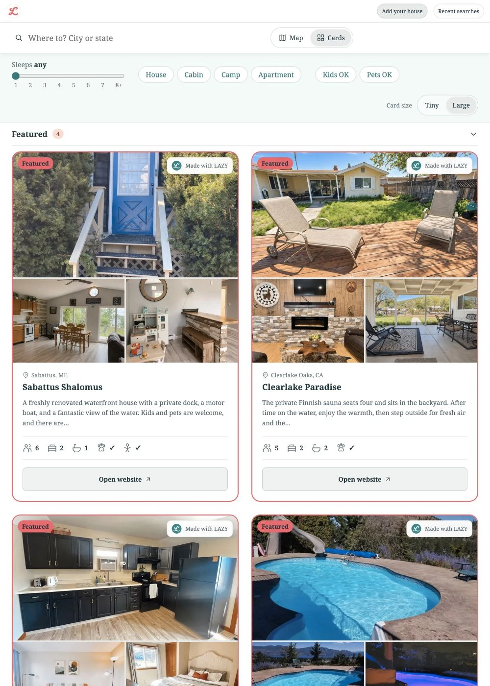 Large property cards in the directory’s search results