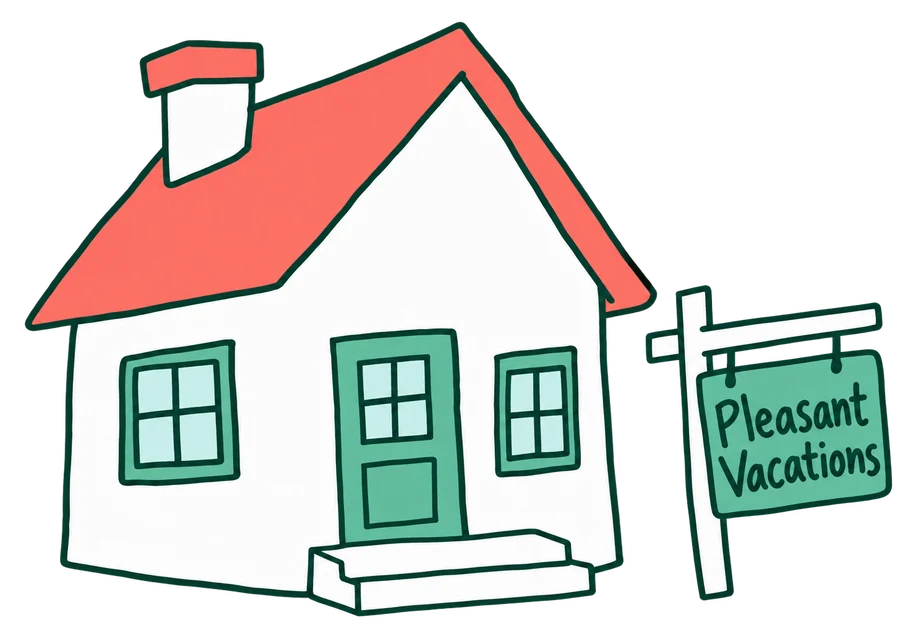 A house with a Pleasant Vacations sign