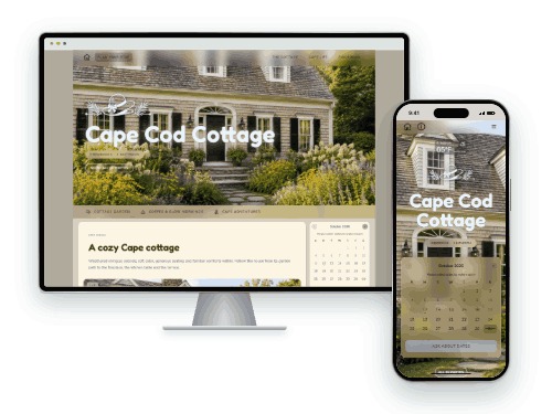 Cape Cod — vacation rental website built with LAZY, on desktop and phone