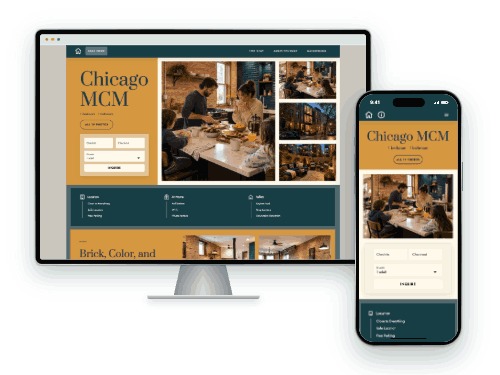 Chicago MCM — vacation rental website built with LAZY, on desktop and phone