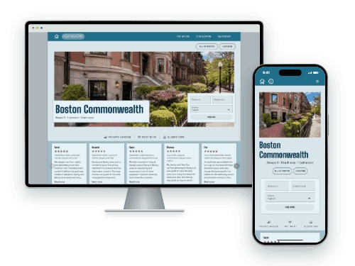 Boston Commonwealth — vacation rental website built with LAZY, on desktop and phone