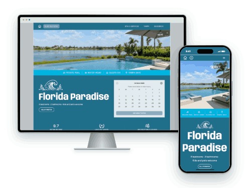 Florida — vacation rental website built with LAZY, on desktop and phone