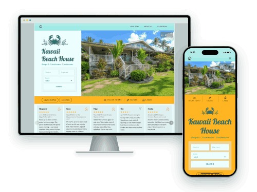 Kawaii — vacation rental website built with LAZY, on desktop and phone