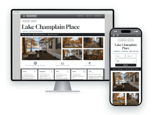 Lake Champlain Place — vacation rental website built with LAZY, on desktop and phone