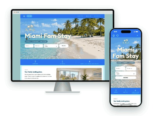 Miami Fam Stay — vacation rental website built with LAZY, on desktop and phone