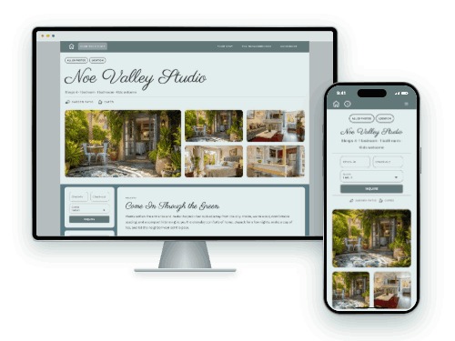 Noe Valley Studio — vacation rental website built with LAZY, on desktop and phone