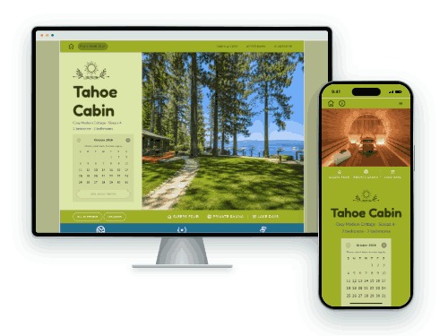 Tahoe Cabin — vacation rental website built with LAZY, on desktop and phone